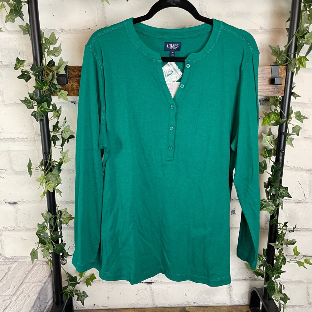 Chaps Green Women's Top, 3X